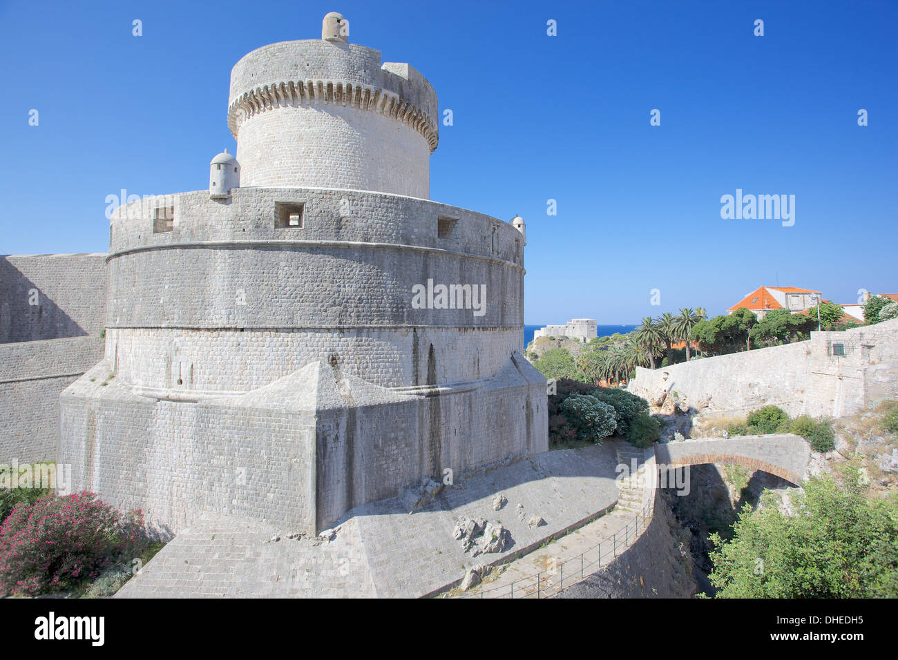 Minceta Fort and Old Town Walls, UNESCO World Heritage Site, Dubrovnik, Dalmatia, Croatia, Europe Stock Photo