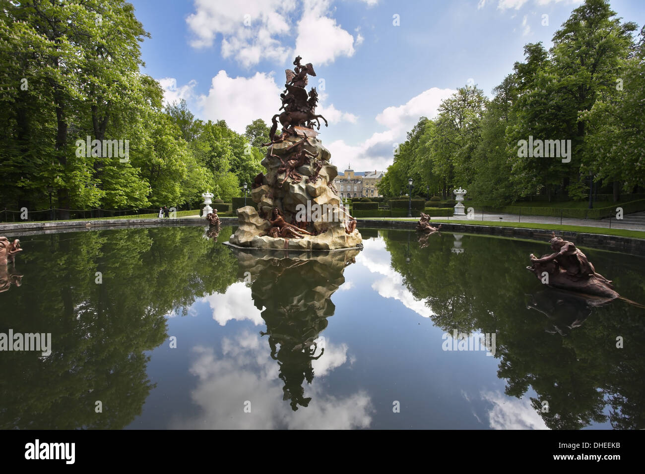 Classical figures decorate a fountain Stock Photo