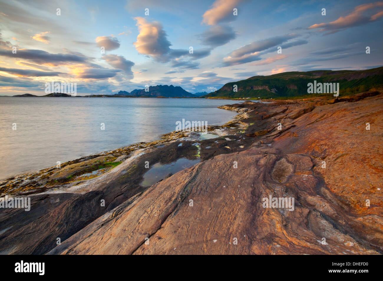 Dramatic coastal landscape near Landegode, Bodo, Nordland, Norway, Scandinavia, Europe Stock Photo