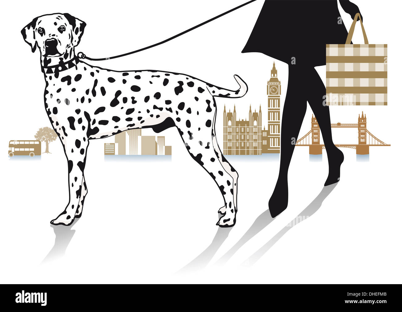 Walk with Dalmatians Stock Photo