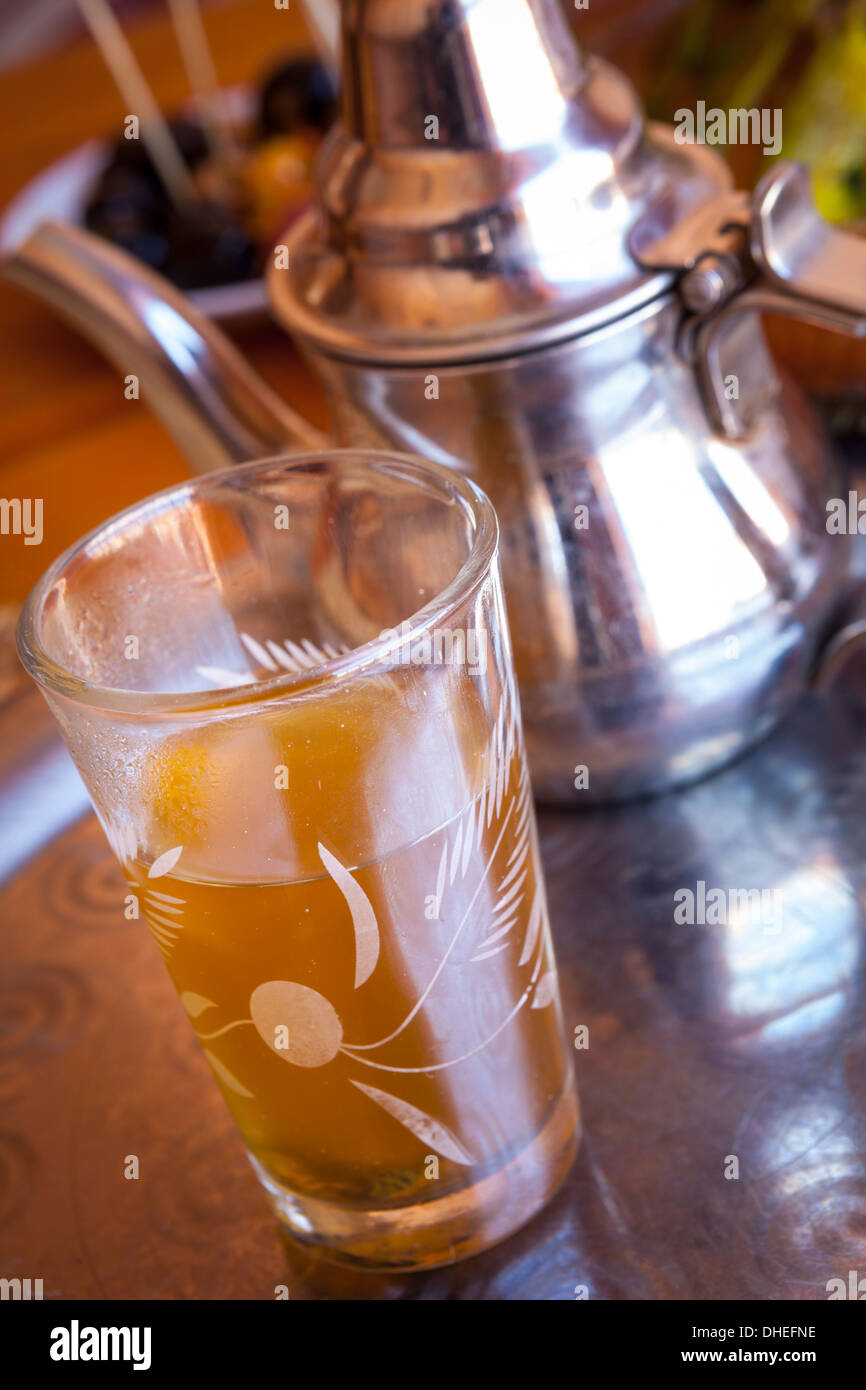 Mint tea, Marrakesh, Morocco, North Africa, Africa Stock Photo