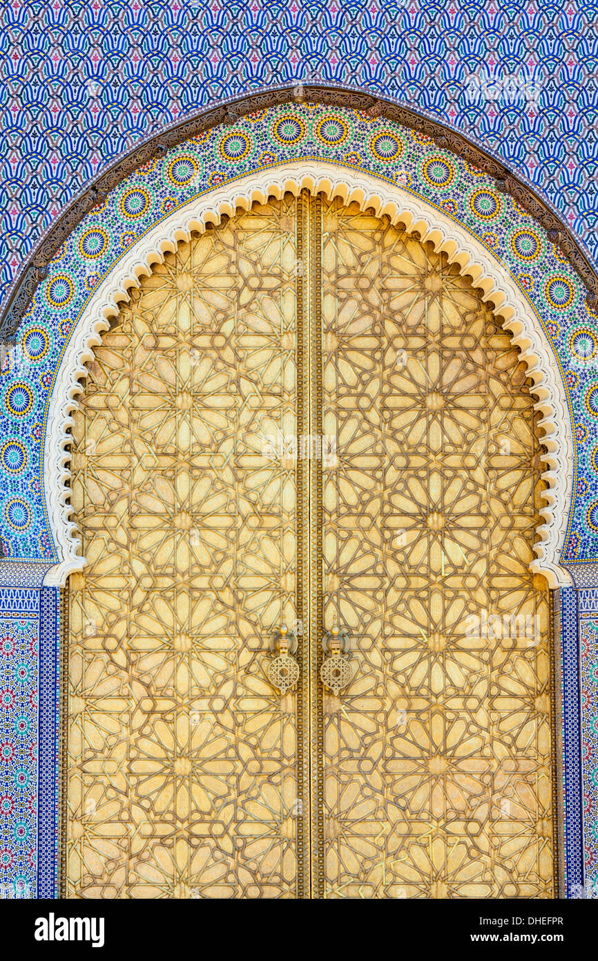 Royal Palace door, Fes, Morocco, North Africa, Africa Stock Photo