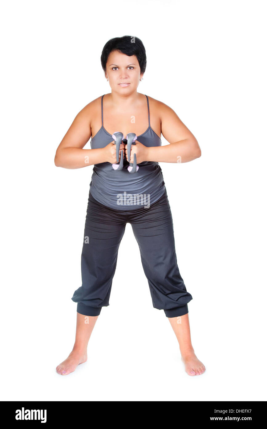 fitness for fat woman Stock Photo