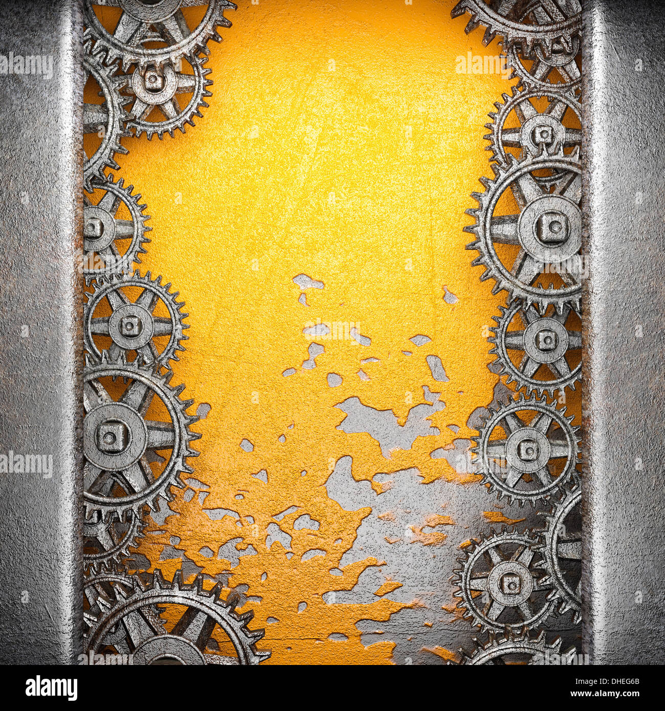 gear wheels on steel background Stock Photo - Alamy