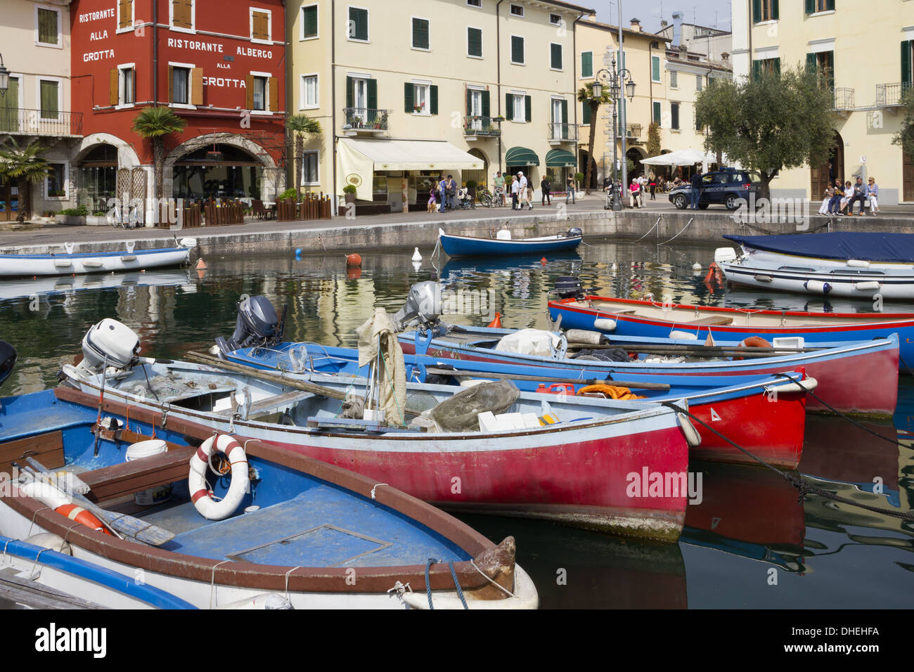 dock in Lazise Italy Lake Garda Stock Photo
