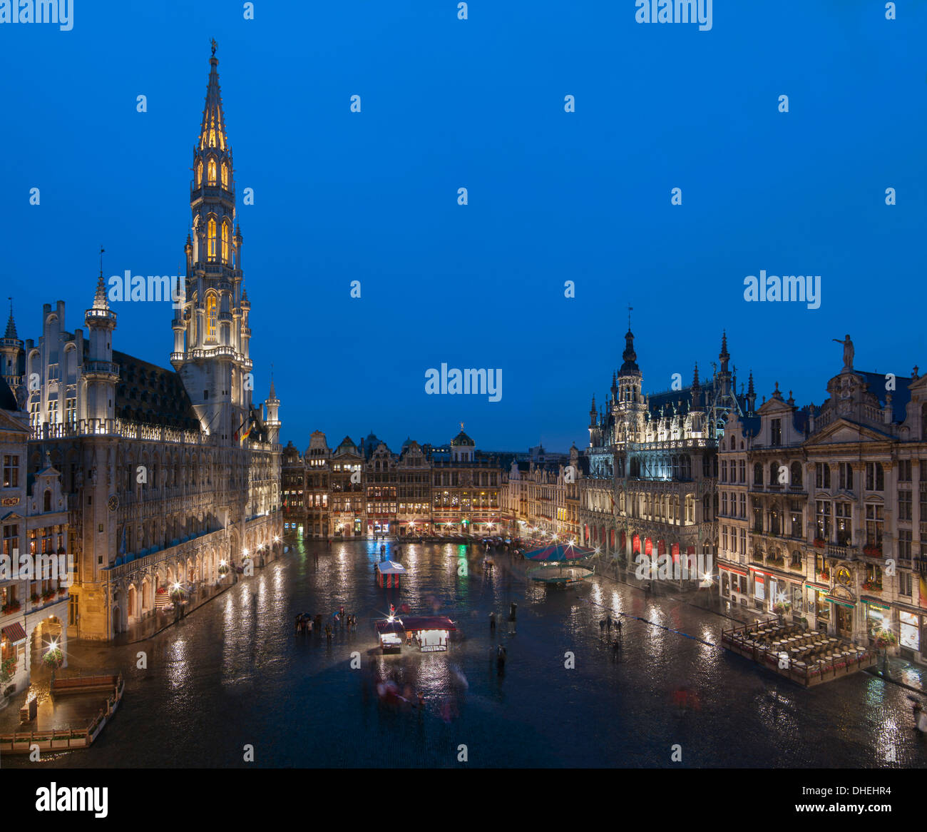 Grand Place dusk, UNESCO World Heritage Site, Brussels, Belgium, Europe Stock Photo