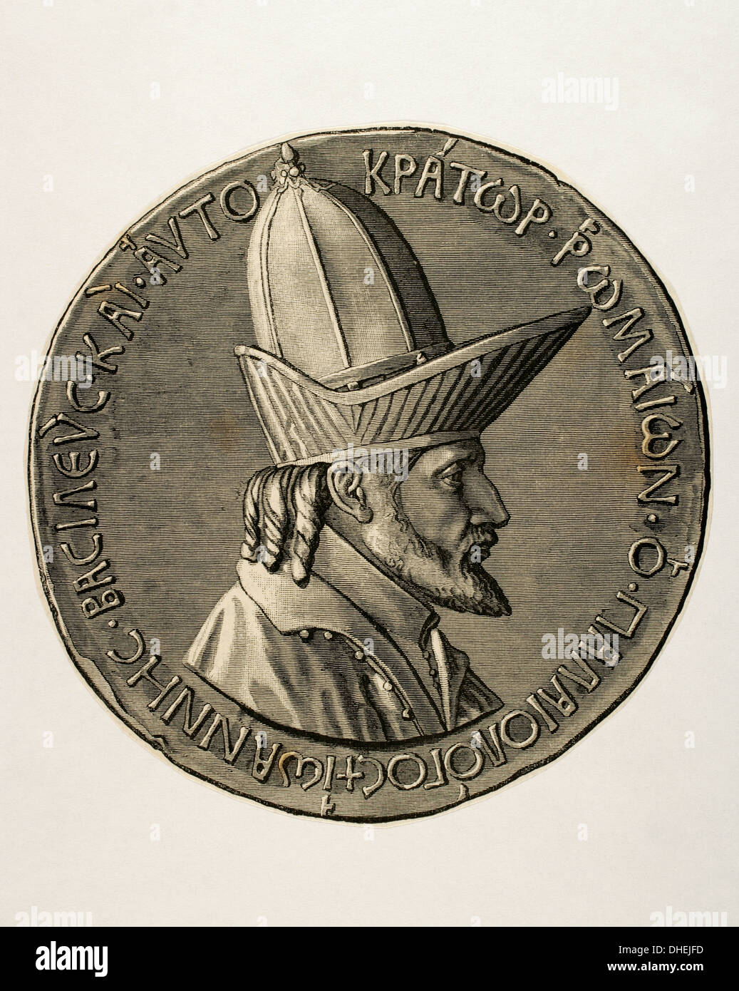 John VIII Palaiologos or Palaeologus (1392-1448). Penultimate reigning Byzantine Emperor, ruling from 1425 to 1448. Engraving.