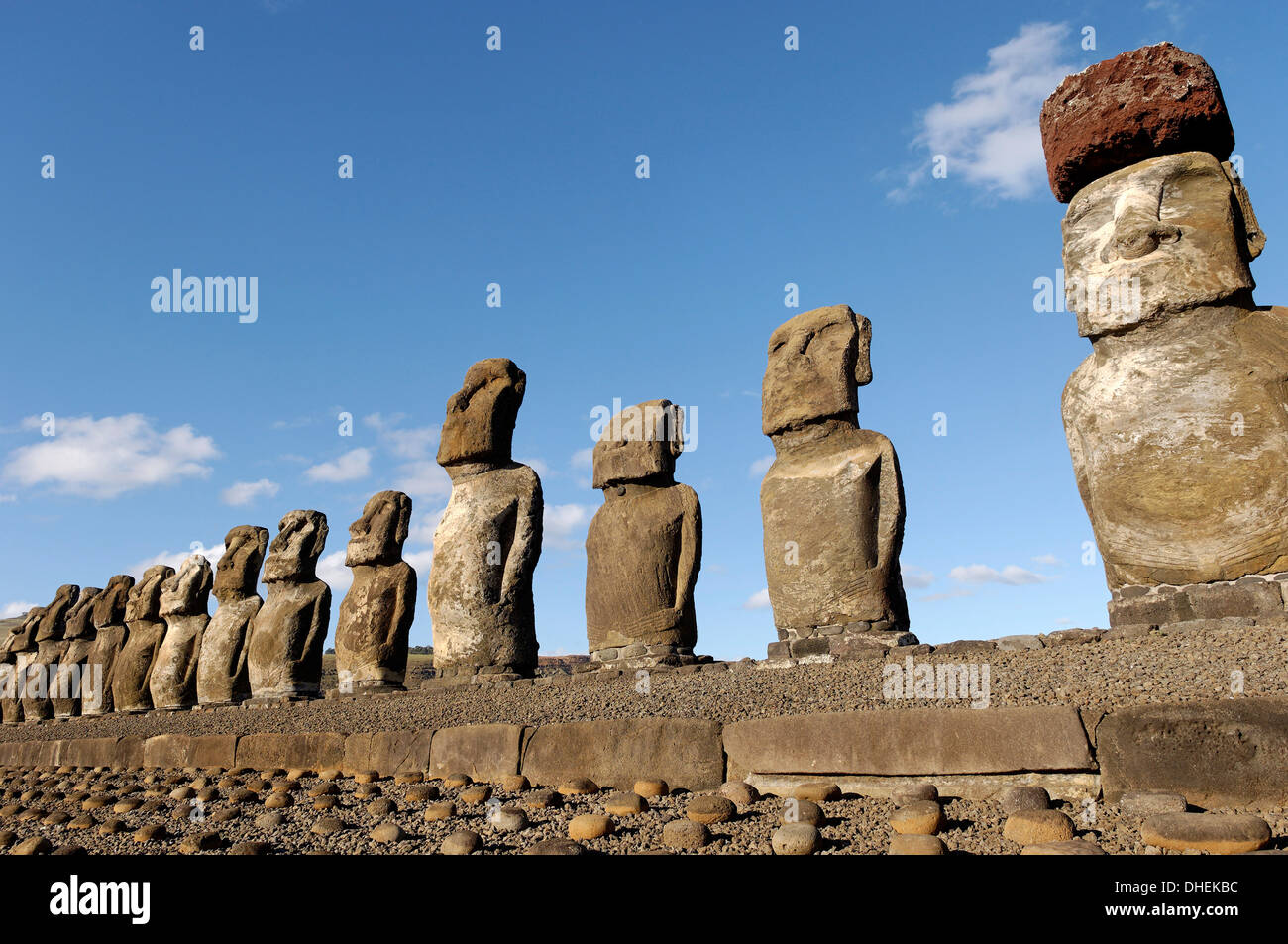 Ahu Tongariki where 15 moai statues stand with their backs to the ocean