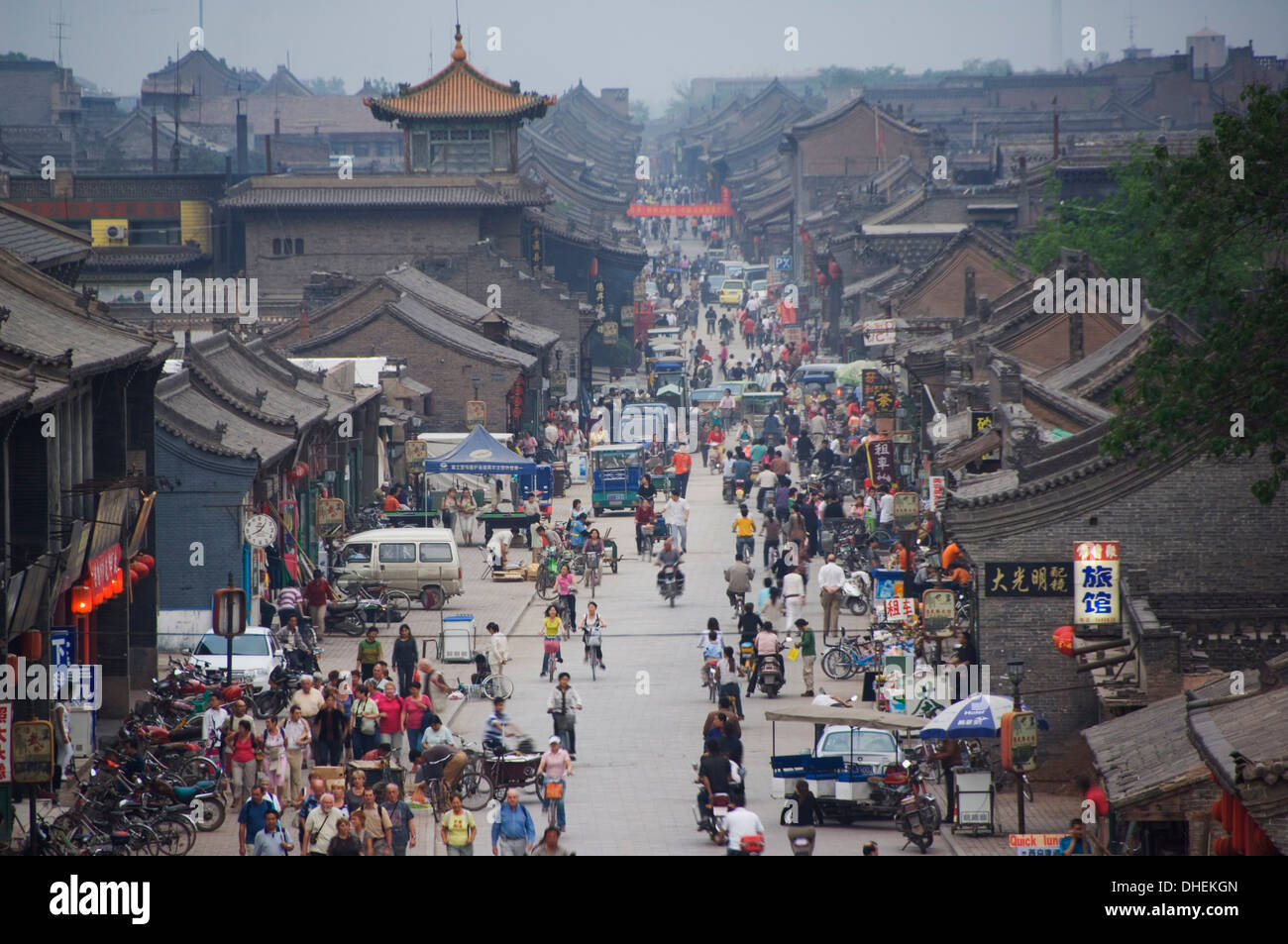 People in the historic old town, Ping Yao, UNESCO World Heritage Site, Shanxi Province, China, Asia Stock Photo