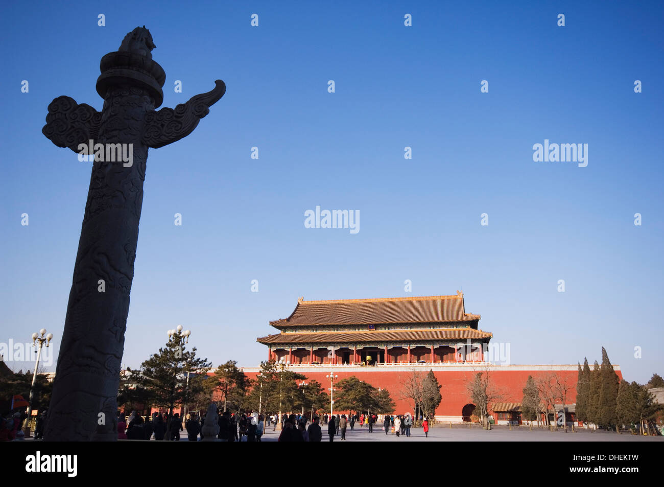 a Huabiao statue infront of the Forbidden City Beijing China Stock Photo
