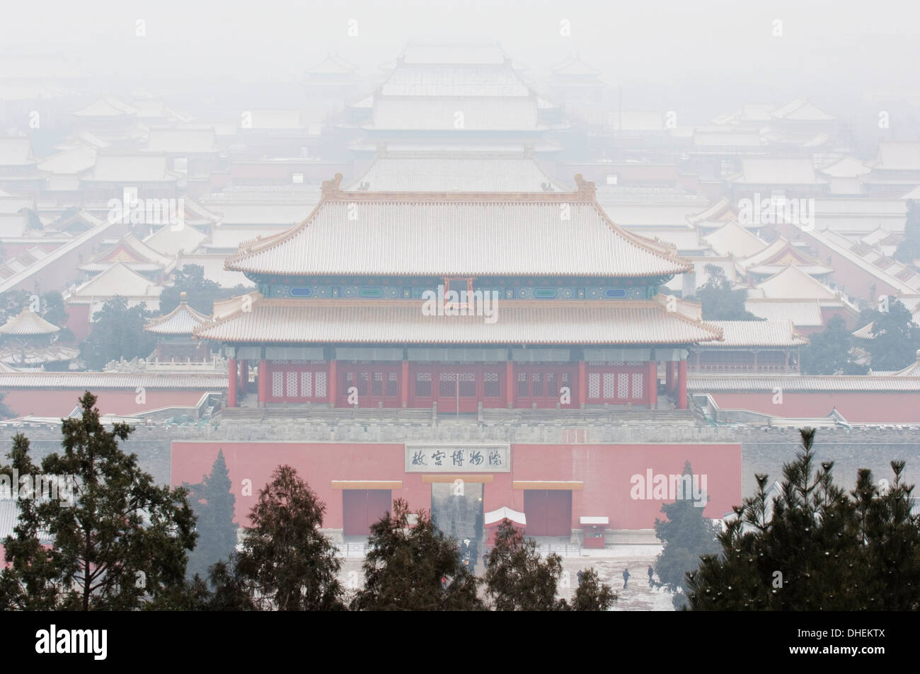 snow covered Forbidden City Palace Museum Unesco World Heritage Site Beijing China Stock Photo