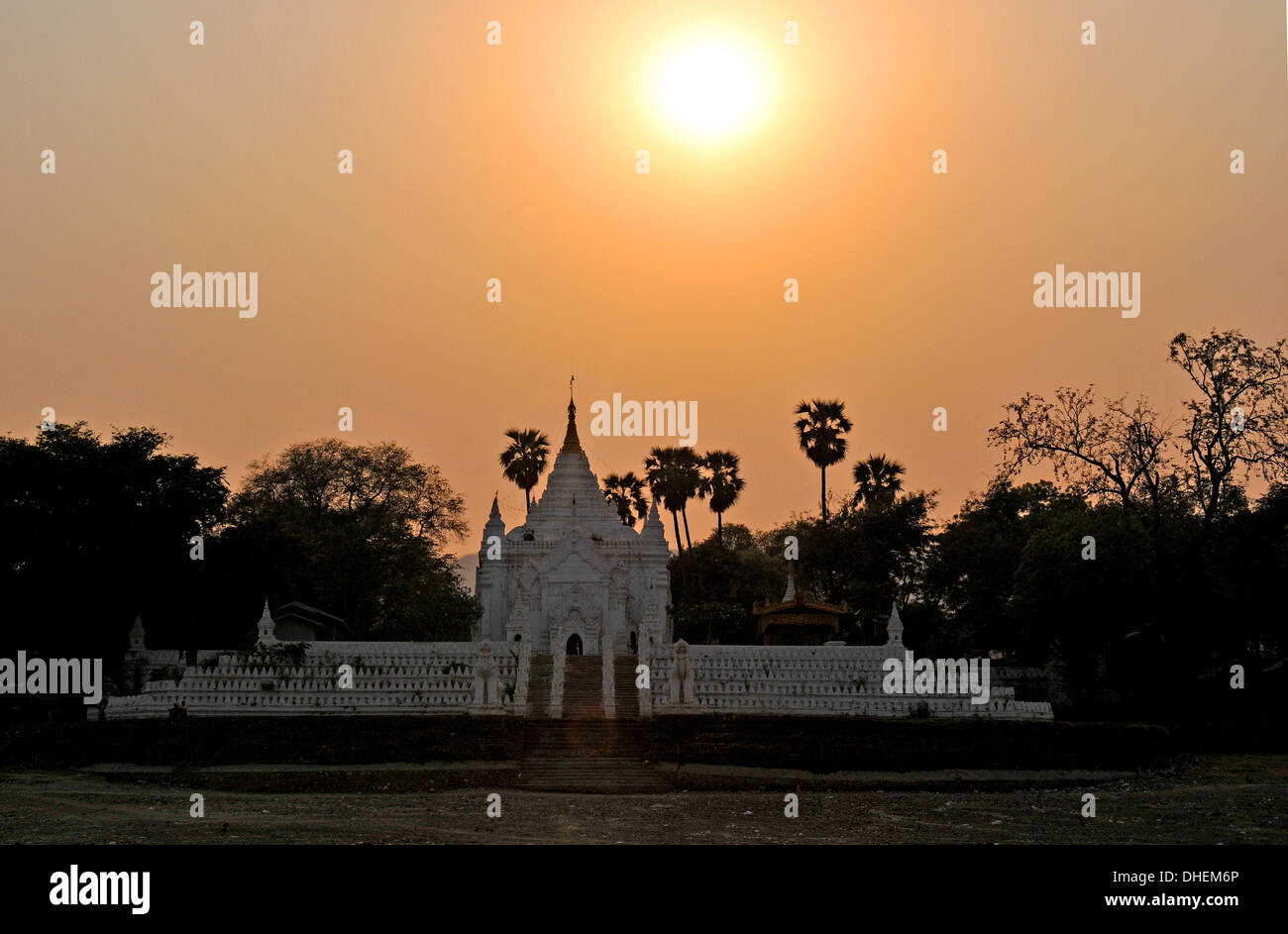 sunset over temple Bagan Myanmar Stock Photo