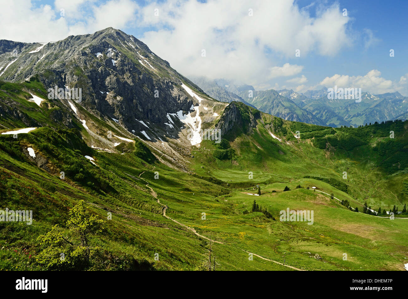 View of Hammerspitze from Kanzelwand, Kleines Walsertal, Austria, Europe Stock Photo