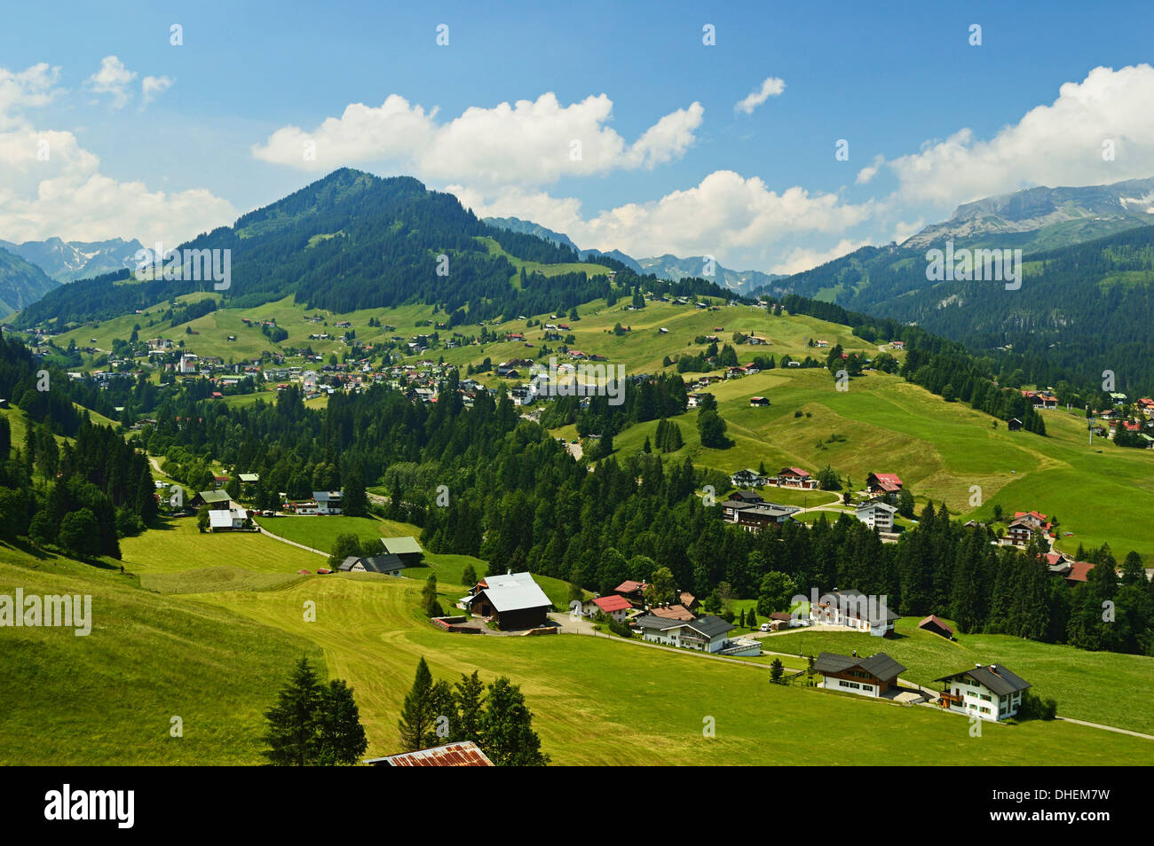 Aerial view of the Kleines Walsertal, Austria, Europe Stock Photo