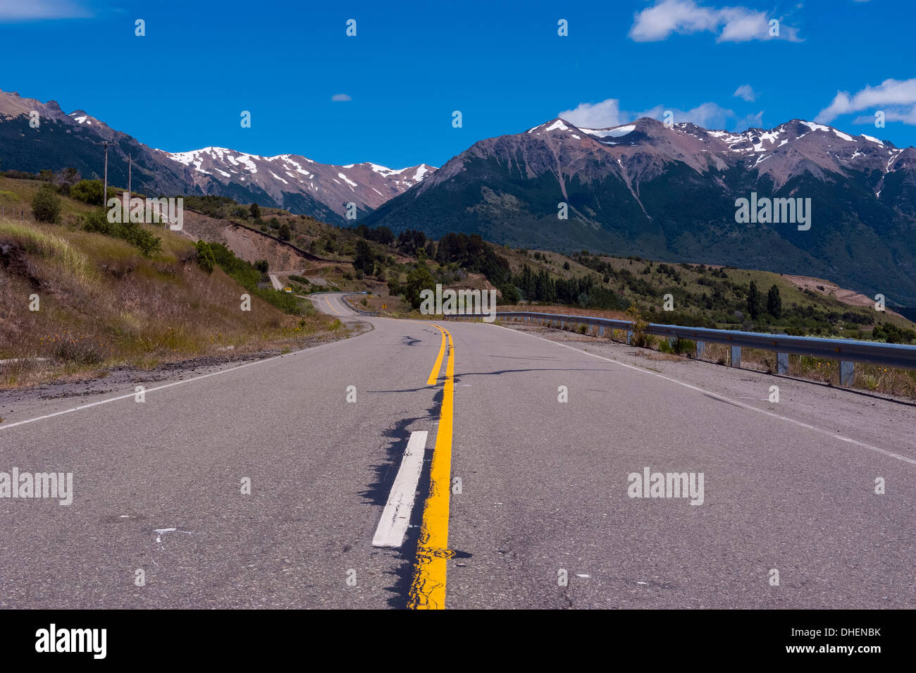 Road leading into Los Alerces National Park, Chubut, Patagonia, Argentina Stock Photo