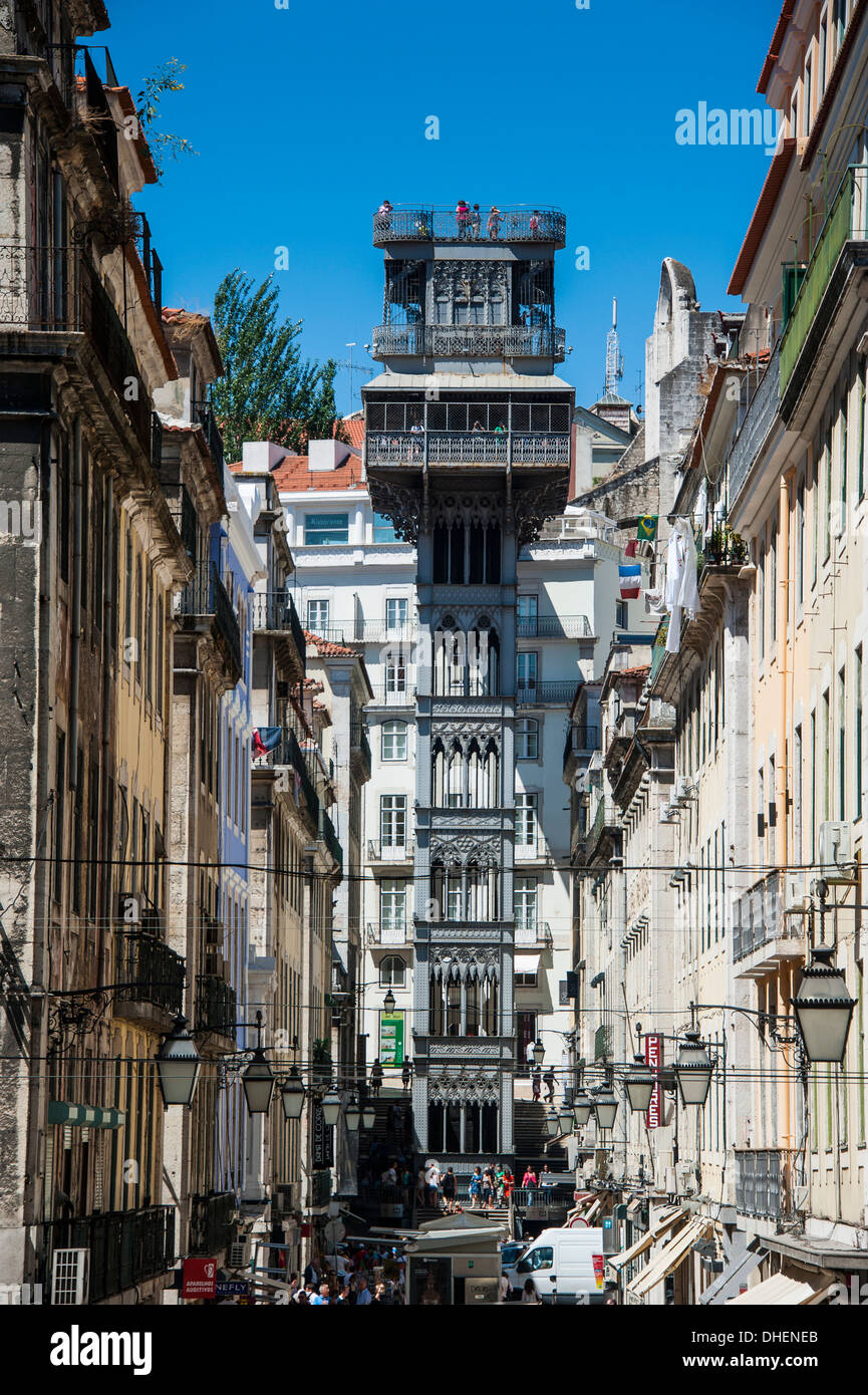 The old Elevador de Santa Justa in Lisbon, Portugal, Europe Stock Photo