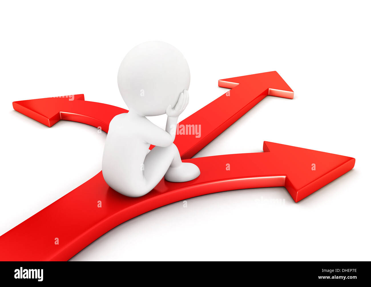 3d white people difficult choice, isolated white background, 3d image Stock Photo