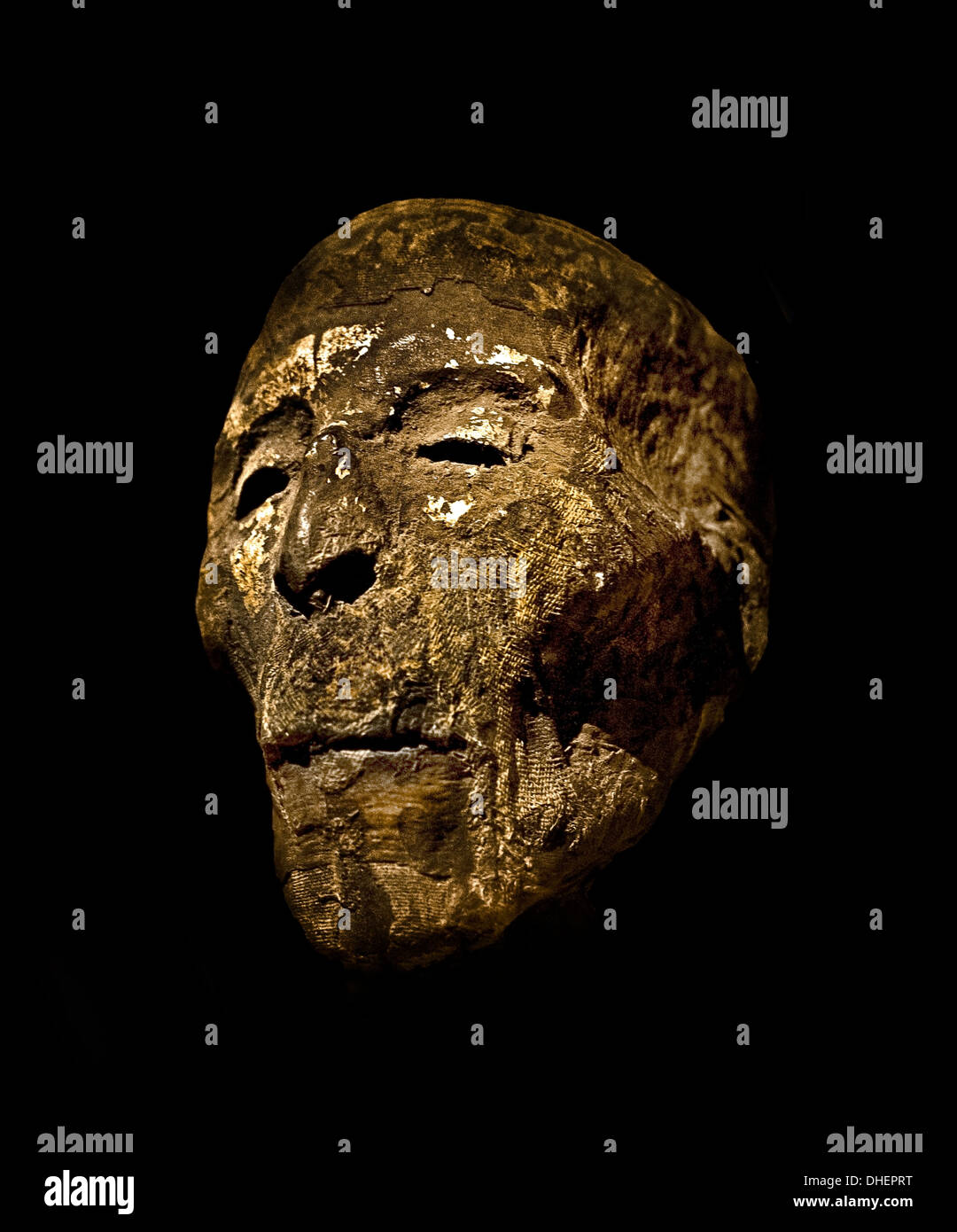 Head of mummified man Roman Period 2 century BC Egypt Egyptian Stock Photo