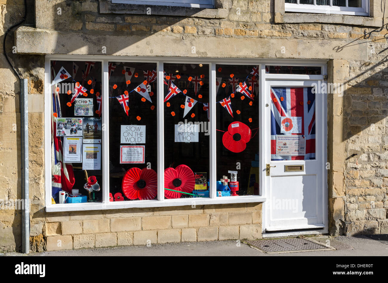 Stow-on-the-Wold Poppy Appeal HQ in the Cotswold town Stock Photo