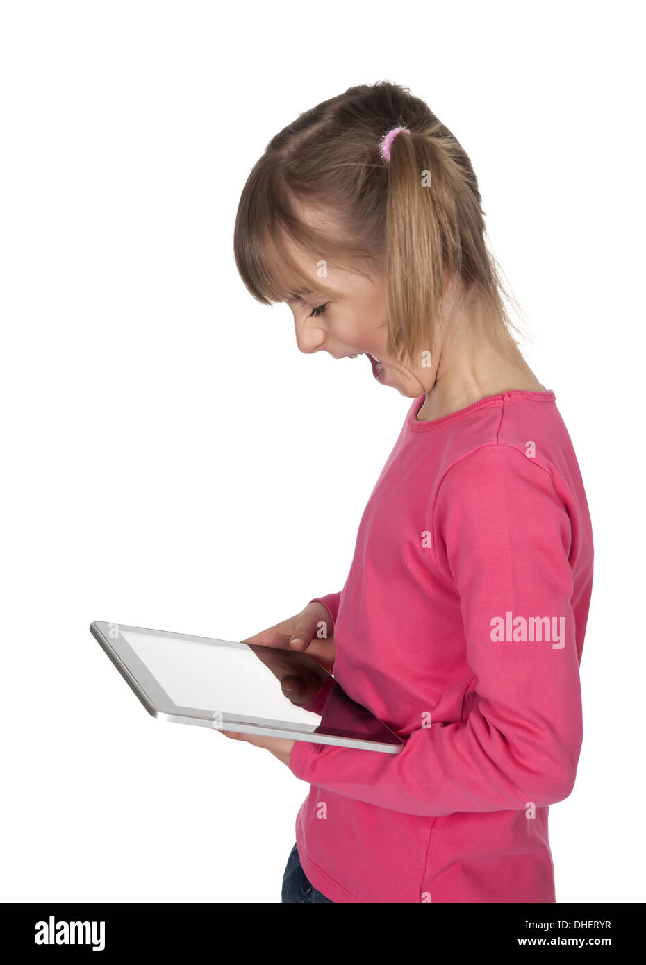 girl with digital tablet Stock Photo