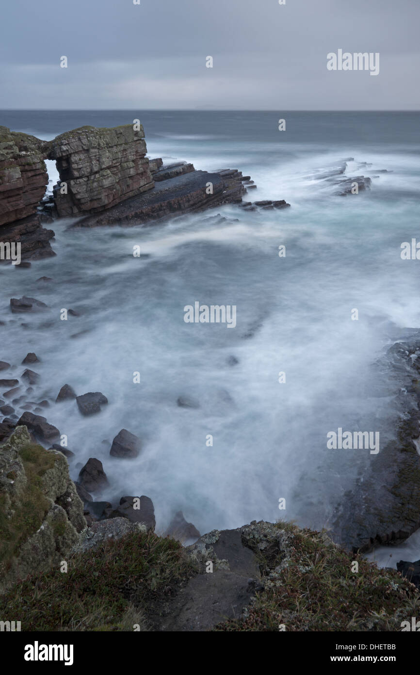 Natural arch at Rubh'an Dunain near Culkein Assynt Stock Photo