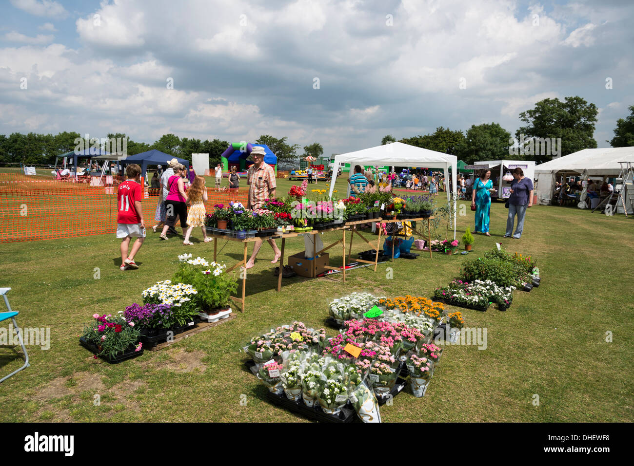 Carnival day in Derbyshire England with classic cars motorbikes and tractors on display Stock Photo