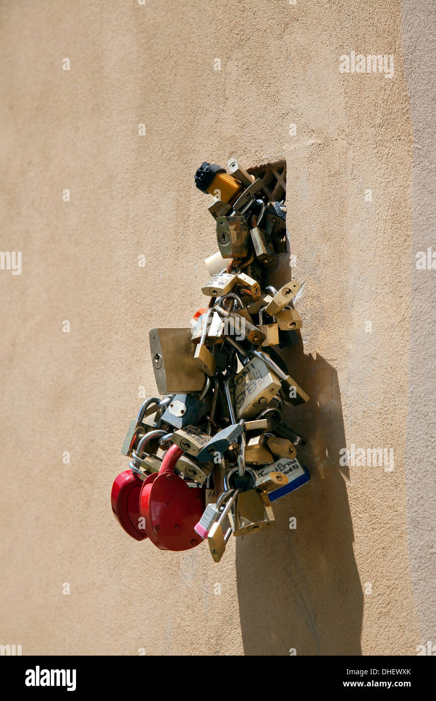 Love locks, Florence, Tuscany, Italy Stock Photo