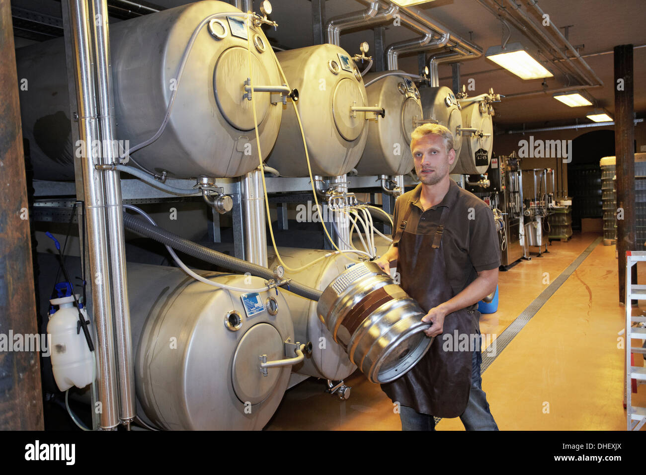 Man working at brewery Stock Photo