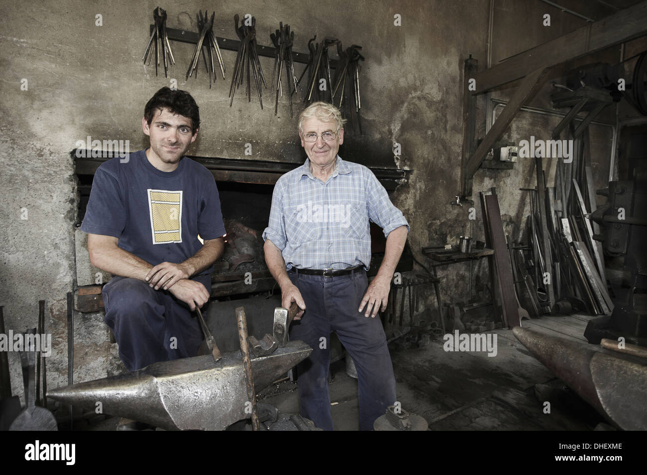 Portrait of blacksmiths in workshop Stock Photo