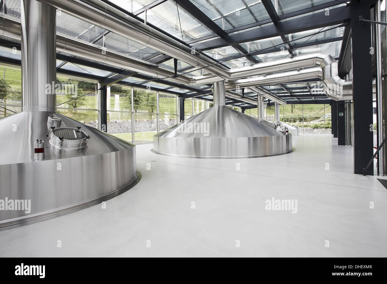 Machinery in a brewery Stock Photo