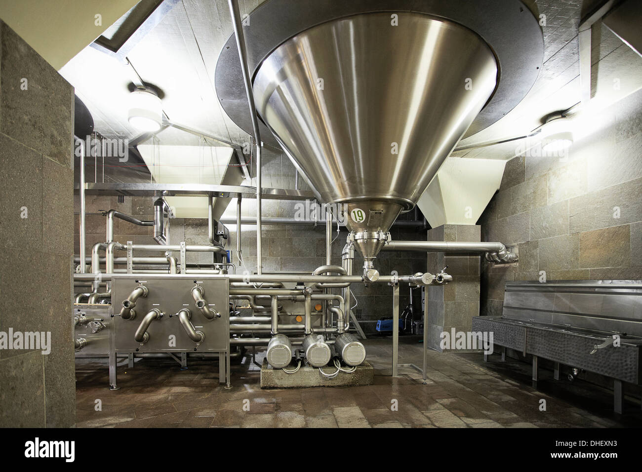 Machinery in a brewery Stock Photo
