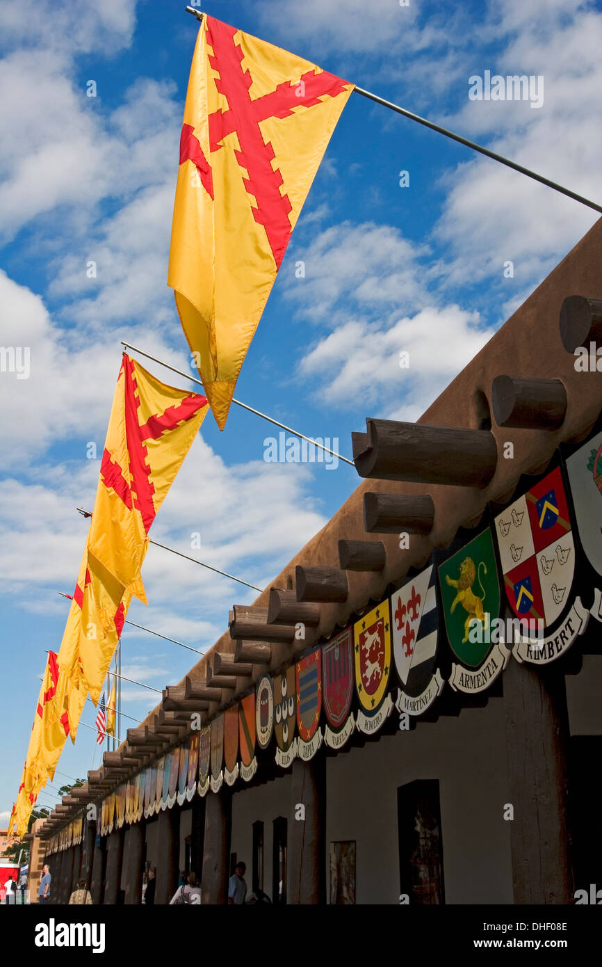 Palace of the Governors bedecked with flags and coats of arms, Fiesta