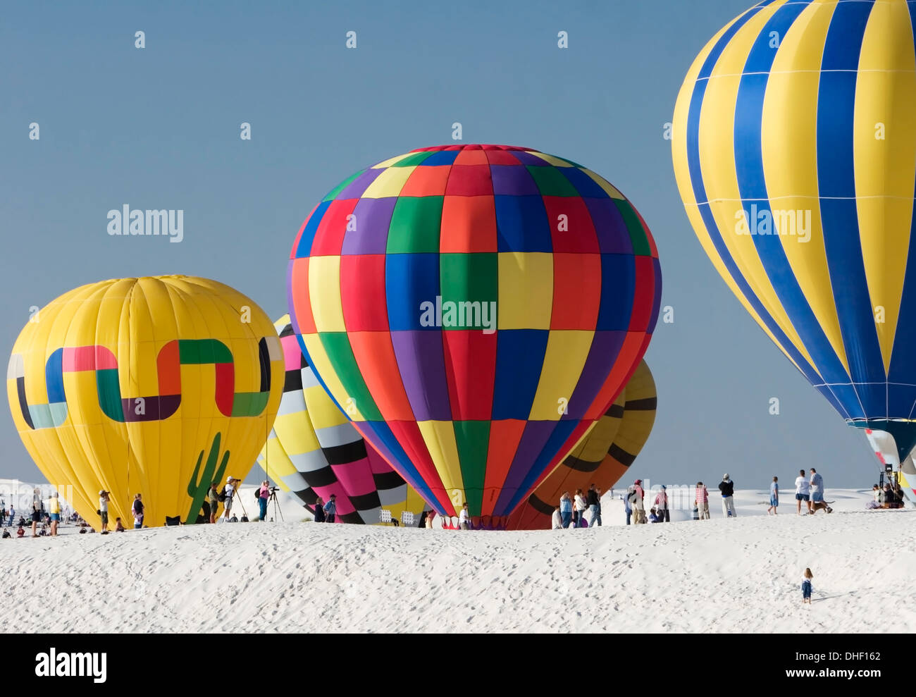 Hot air balloons and sand dunes, White Sands National Park, near