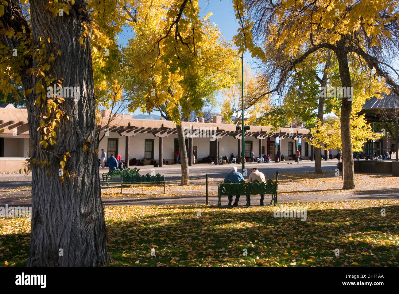 Santa Fe Plaza in the Fall (Palace of the Governors in background), New