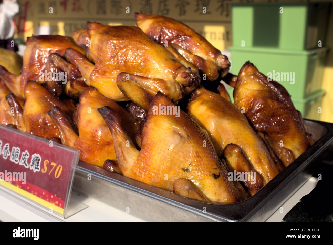 Roasted Chickens on sale at opening day of the Macau Food Festival Stock Photo Alamy