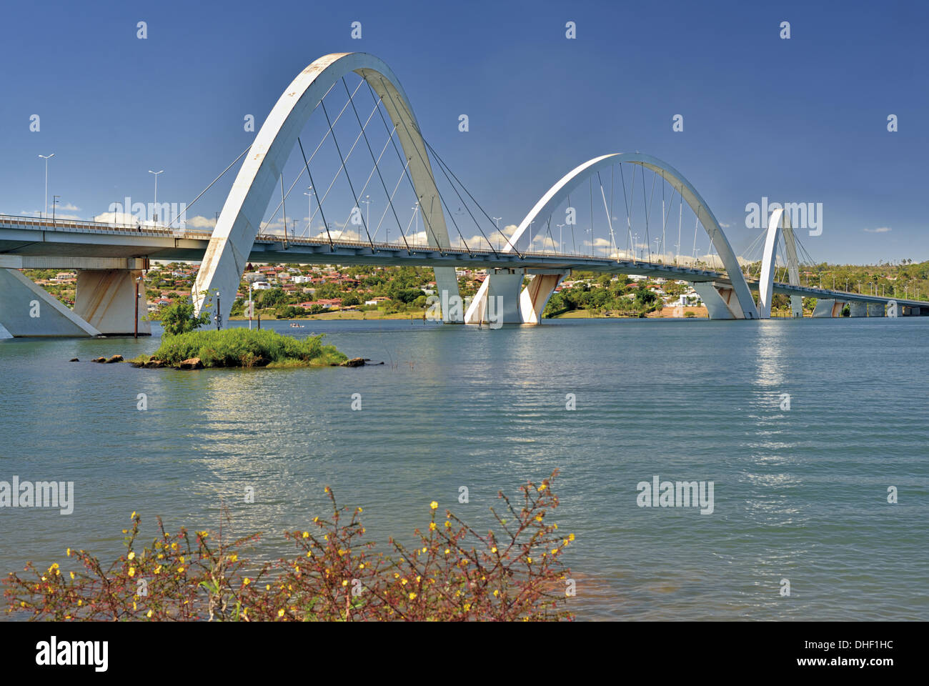 Brazil, Brasilia, Ponte JK, bridge, Juscelino Kubitschek Bridge, lake Paranoá, water