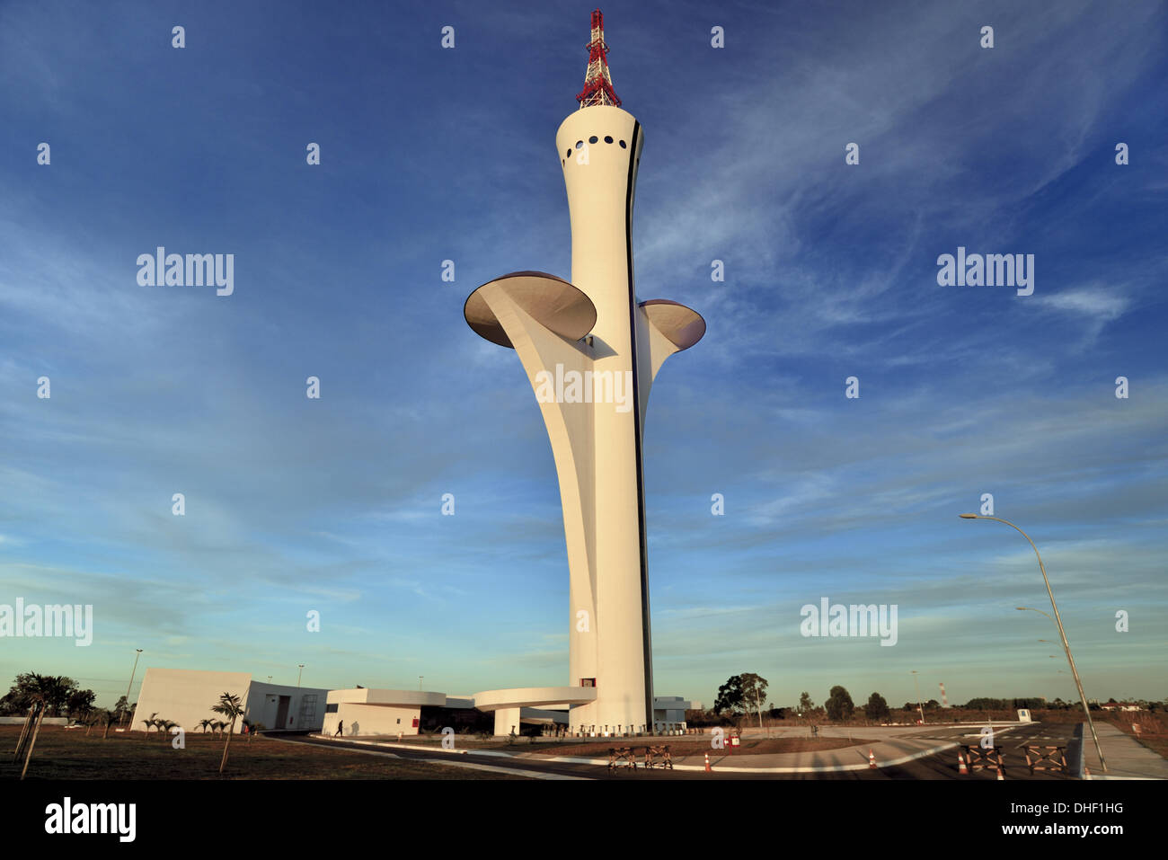 Brazil, Brasilia, Digital TV Tower, Oscar Niemeyer, architecture, building, travel, tourism, brazilian capital, works of Oscar Niemeyer, Brazil 2014, sun, sunny, 2012, Niemeyer Style, modern, futuristic, blue sky, Stock Photo