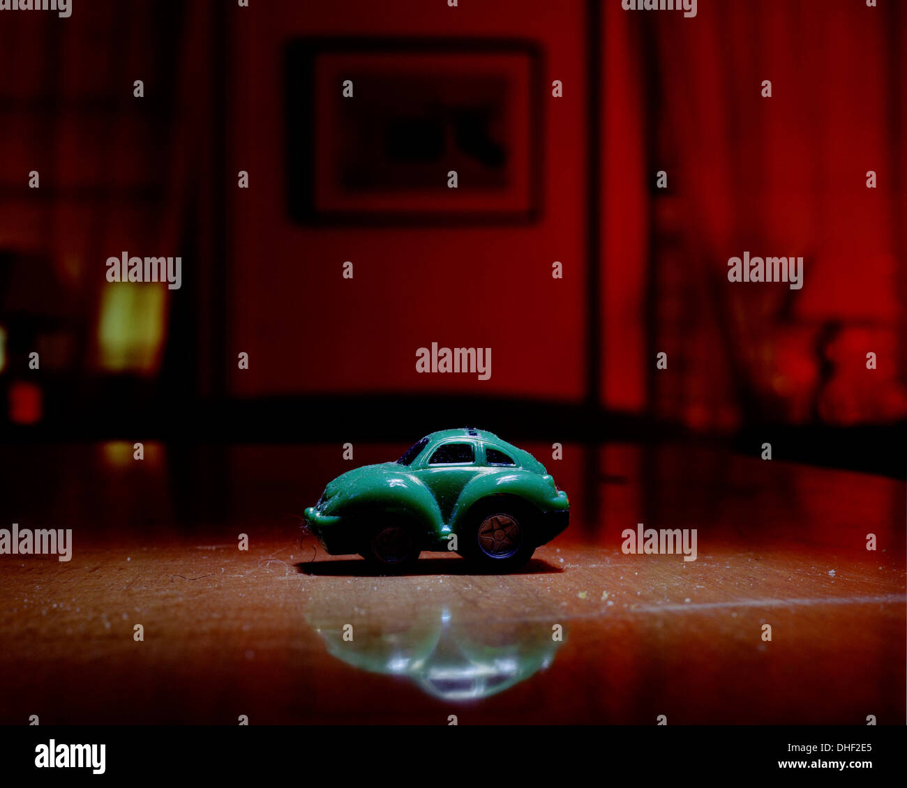 Toy car in red interior Stock Photo