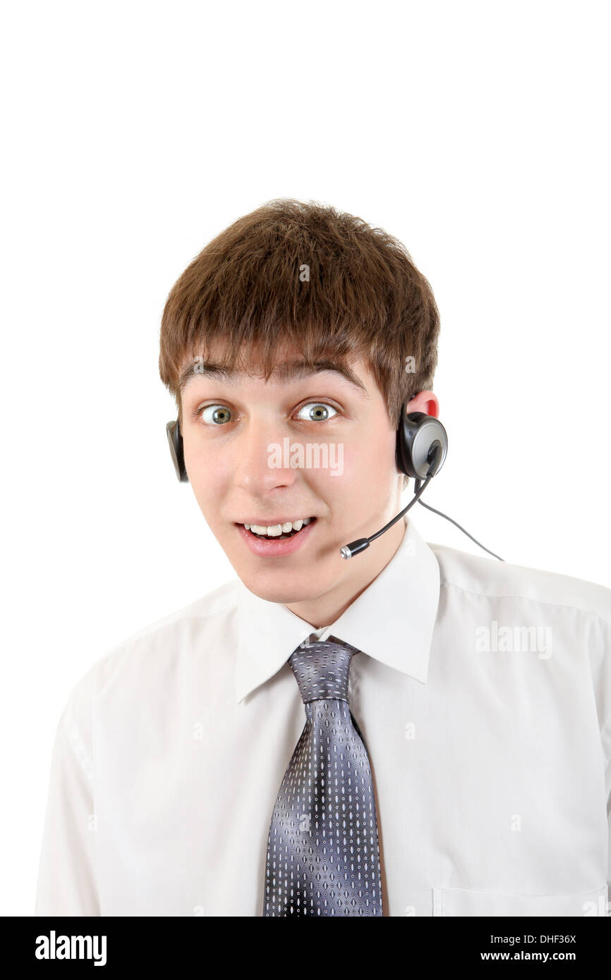 Young Man with Headset Stock Photo