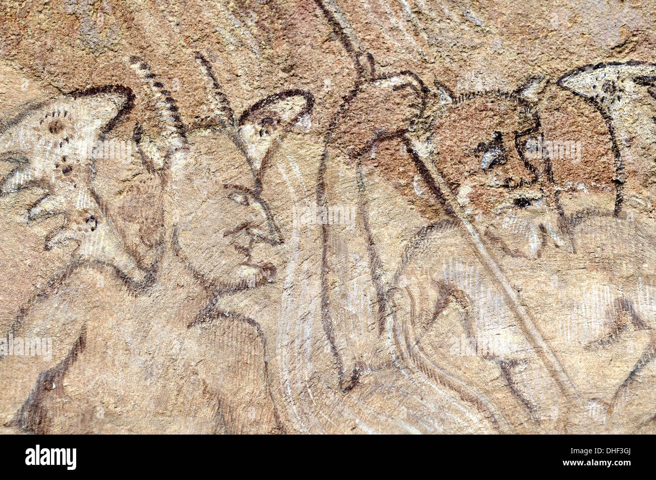 Medieval Fresco of Devils Church of Thomas Becket Avrieux Savoie France Stock Photo