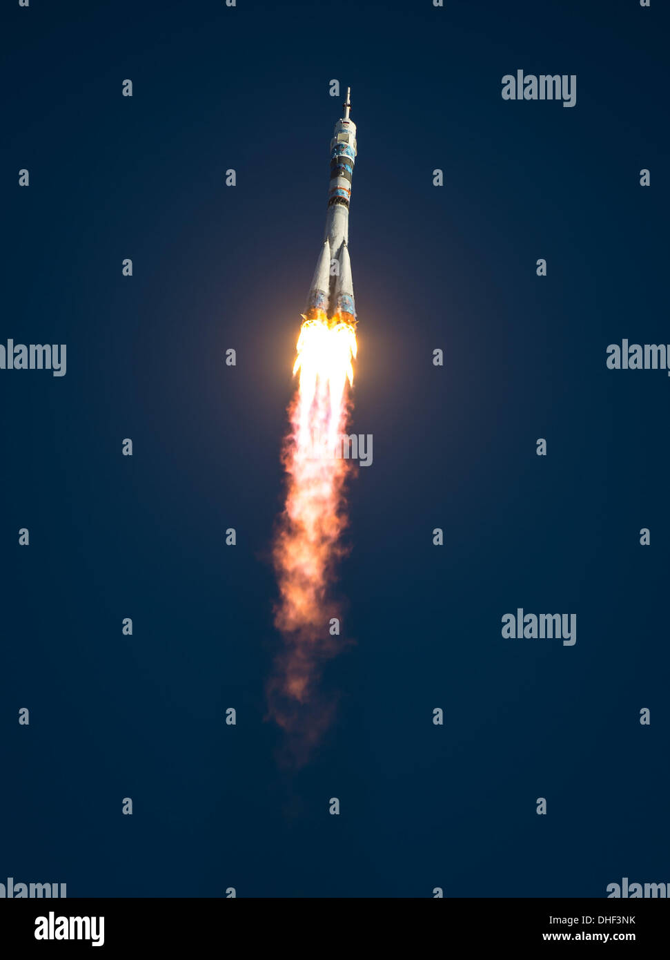 The Soyuz TMA-11M rocket is launched with Expedition 38 Soyuz Commander Mikhail Tyurin of Roscosmos, Flight Engineer Rick Mastracchio of NASA and Flight Engineer Koichi Wakata of the Japan Aerospace Exploration Agency onboard, Thursday, Nov. 7, 2013, at the Baikonur Cosmodrome in Kazakhstan. Tyurin, Mastracchio, and, Wakata will spend the next six months aboard the International Space Station. Mandatory Credit: Bill Ingalls / NASA via CNP Credit:  dpa picture alliance/Alamy Live News Stock Photo