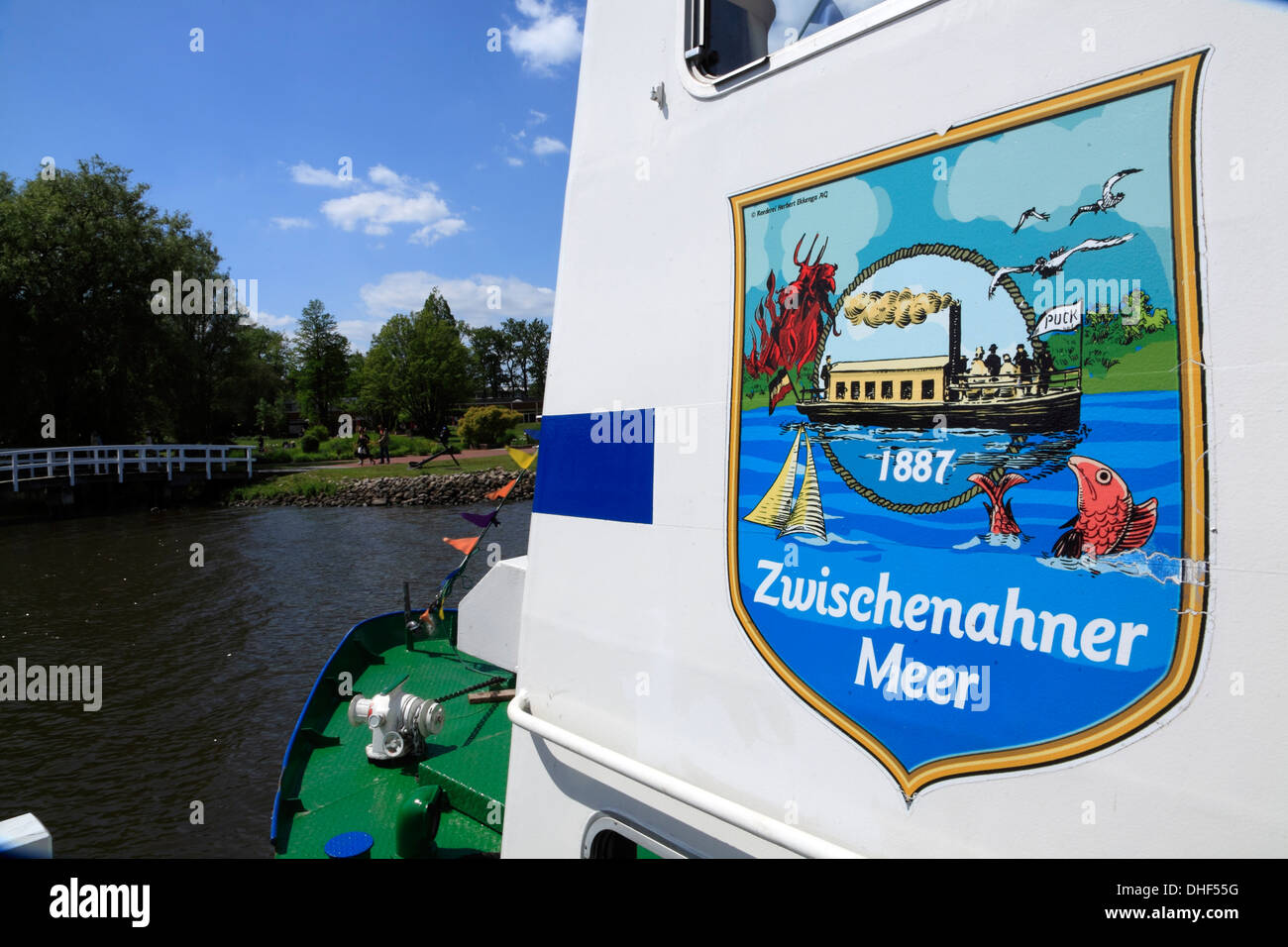 Bad Zwischenahn, tourist cruise ship at Zwischenahner Meer pier, Ammerland,  Lower Saxony, Germany Stock Photo