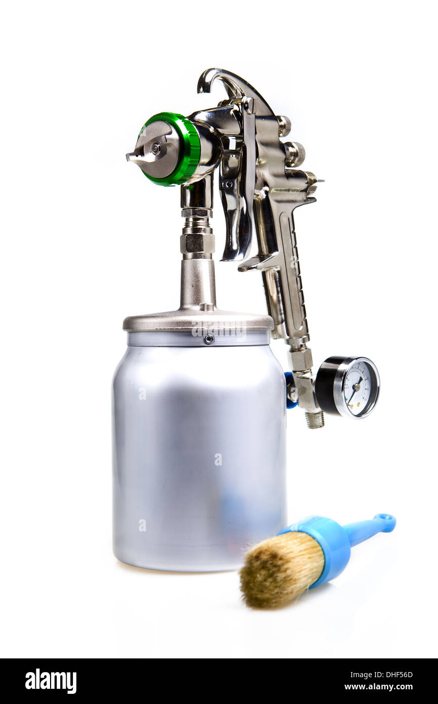 Spray gun and brush Stock Photo Alamy