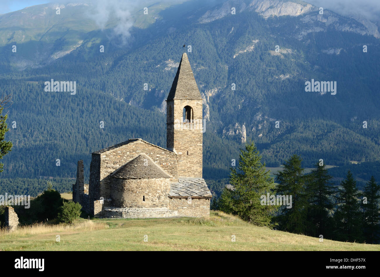 Chapel of Church of Saint Pierre Extravache Bramans Maurienne Valley & Vanoise National Park Savoie France Stock Photo