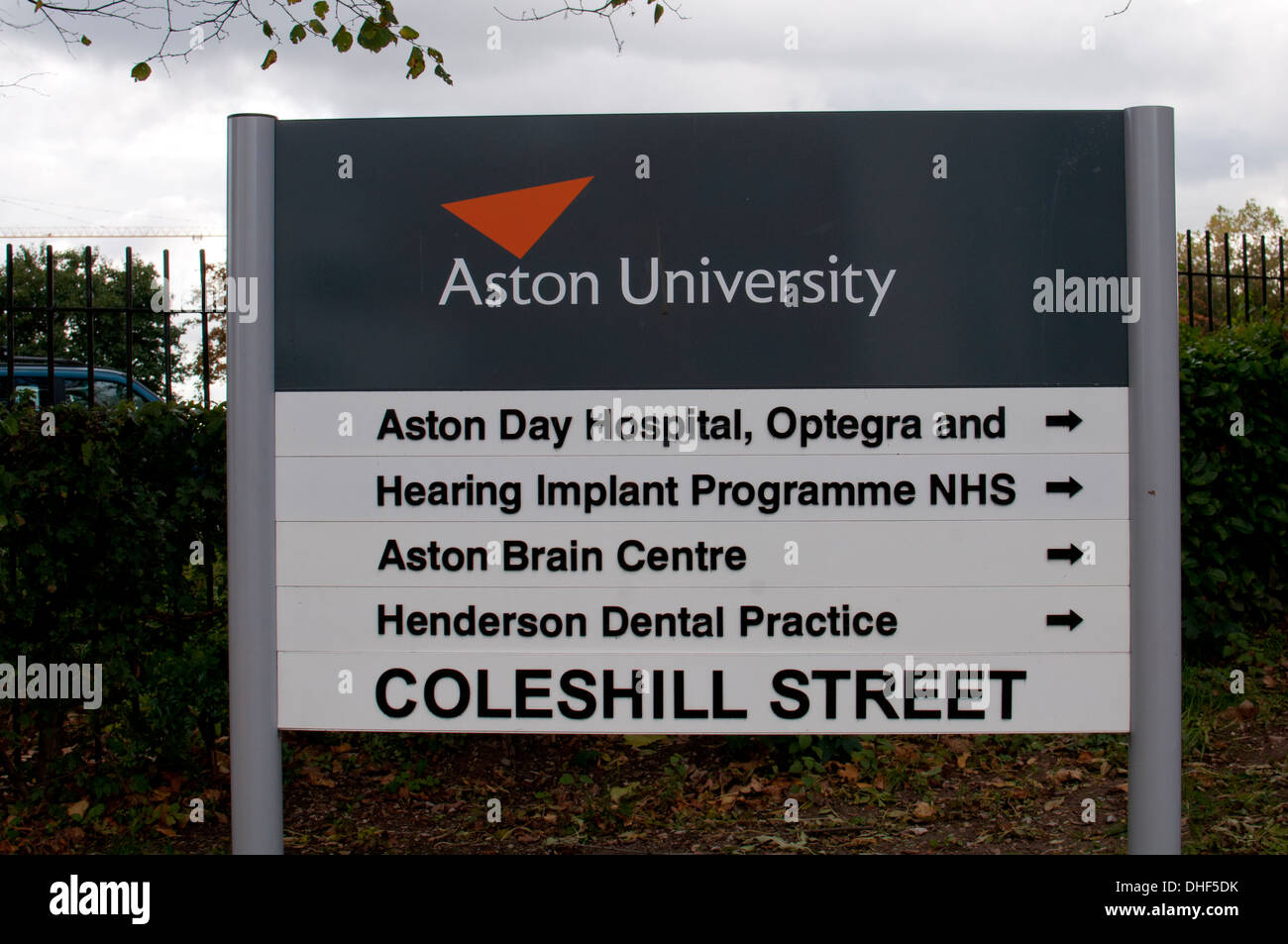 Aston University sign, Birmingham, UK Stock Photo