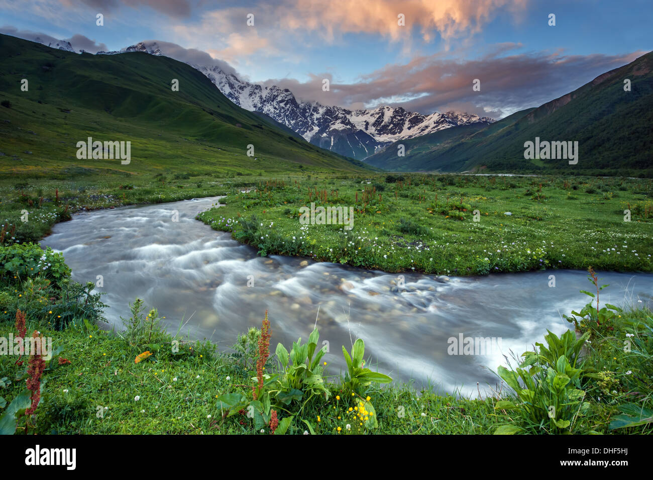 river in mountain on summer time Stock Photo