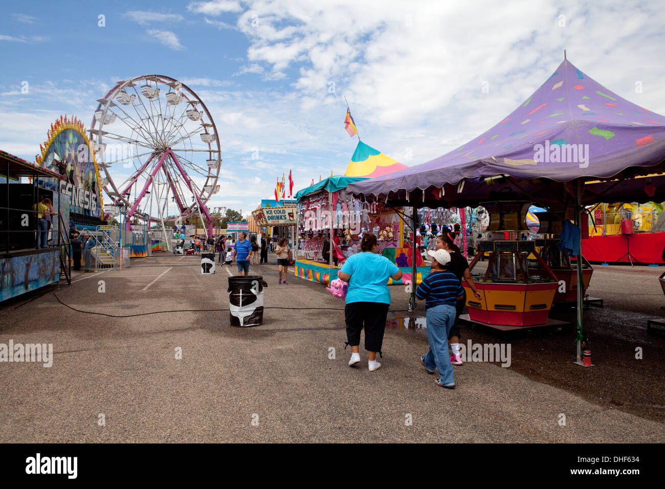 People walking through Midway at the New Mexico State Fair. Stock Photo