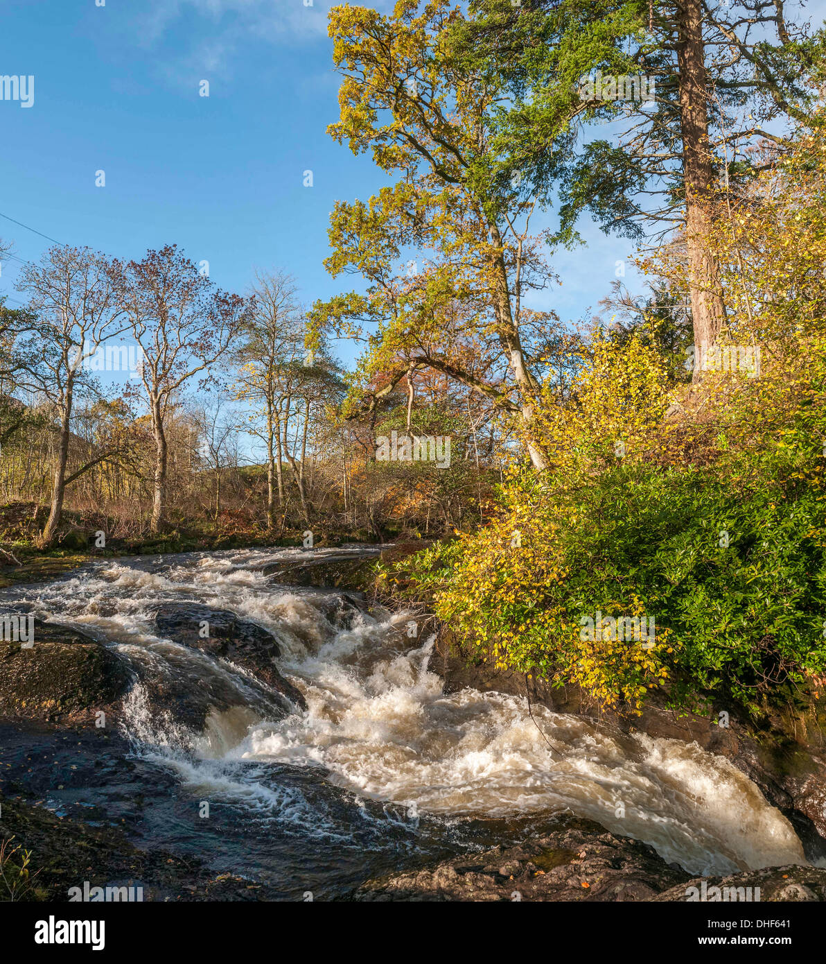 The Spouts of Buchanty in Perthshire on the river Almond. Stock Photo