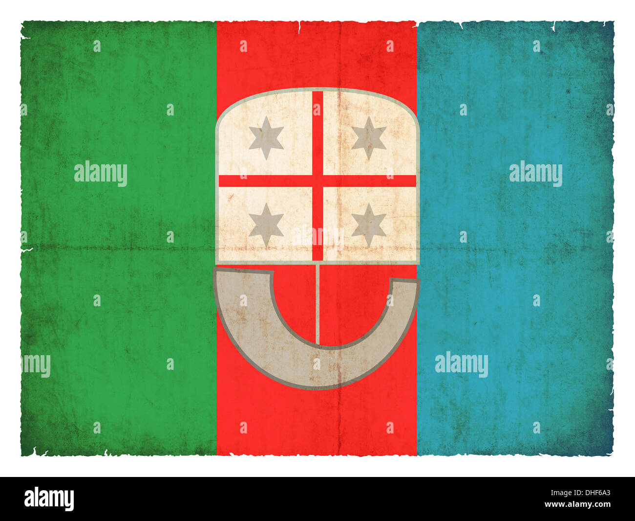Flag of the italien region Liguria created in grunge style Stock Photo
