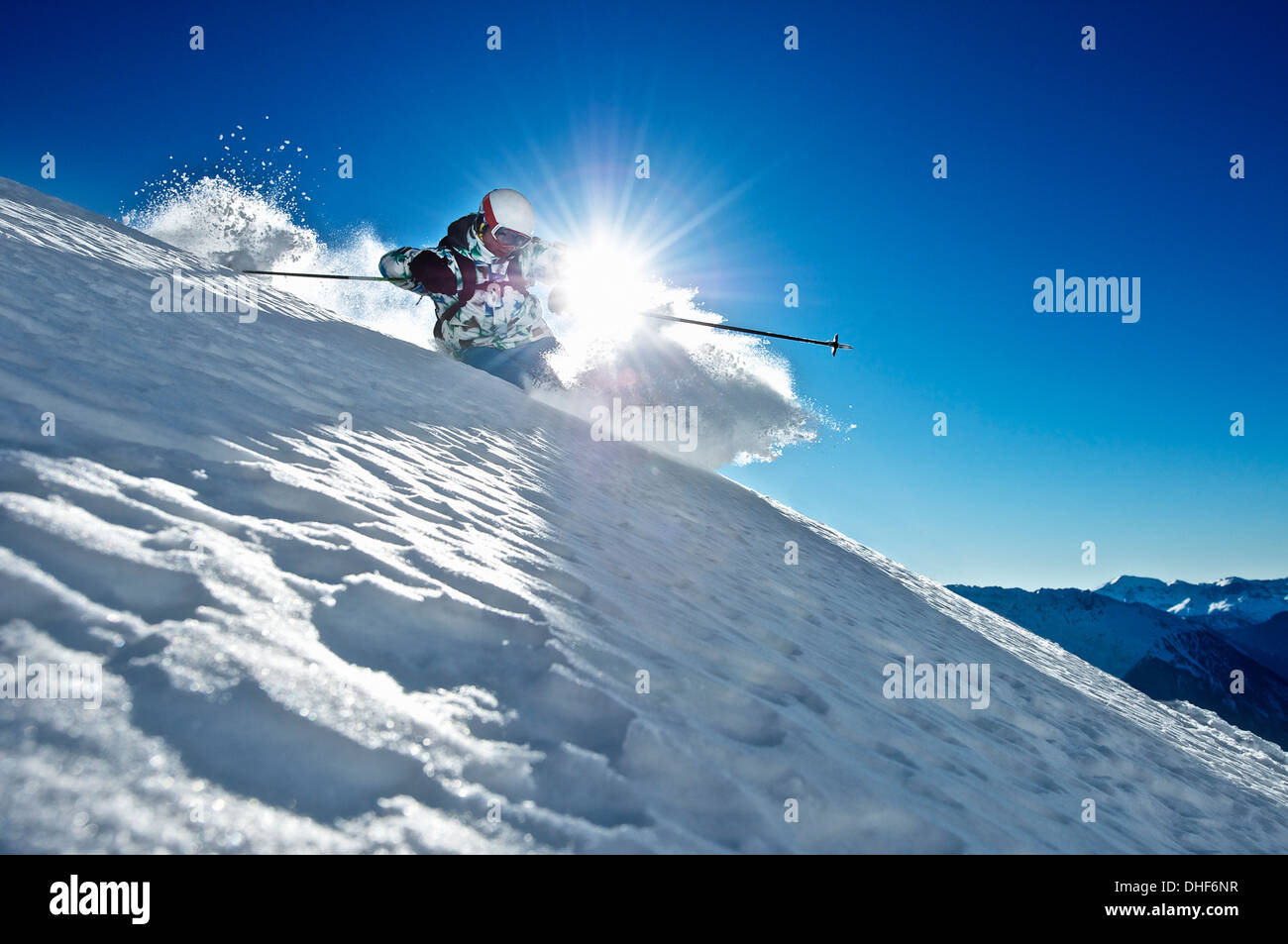 Man skiing, Verbier, Switzerland Stock Photo